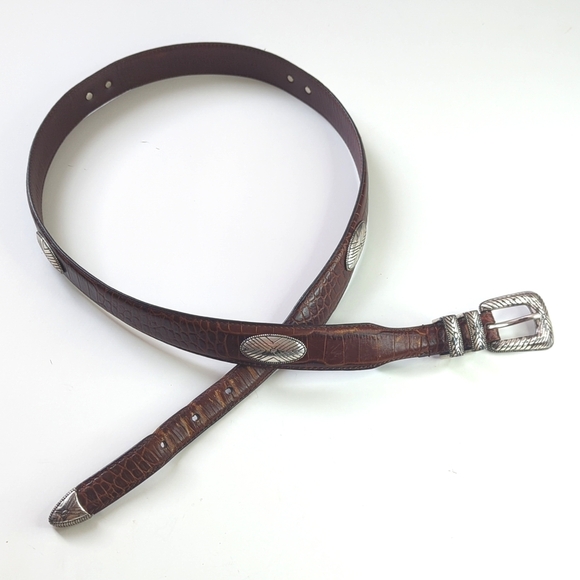 Roundtree & Yorke 90's Vintage Western Concho Full Grain Leather Belt Brown 38 - Picture 9 of 9
